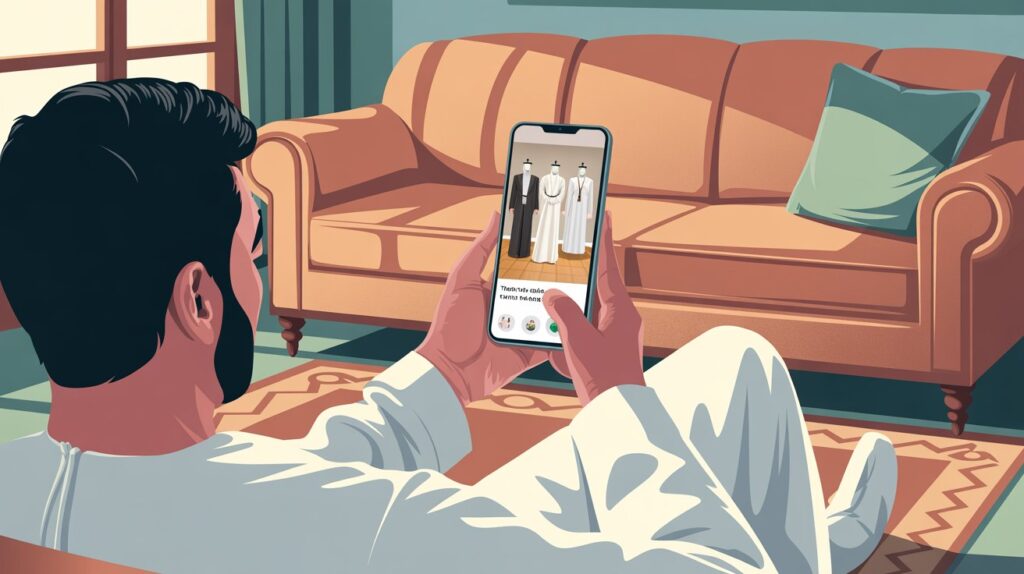UAE citizen checking a tailor shop portfolio 